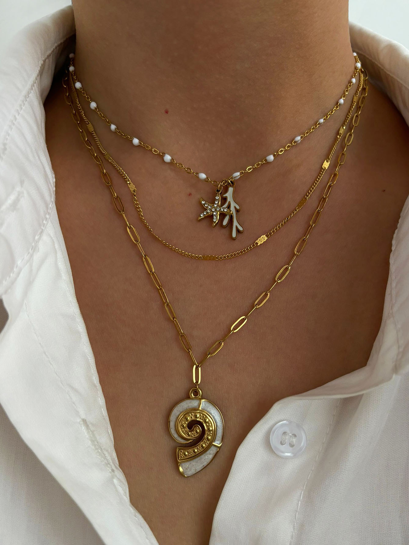 Pendant Necklace Classification 316L Stainless Steel Chain Material 316L Stainless Steel Geometric Waterproof Non Tarnish Surgical Steel Casual Marine Style Simple Style Paperclip Chain Cable Chain Pendant Necklace For Women's