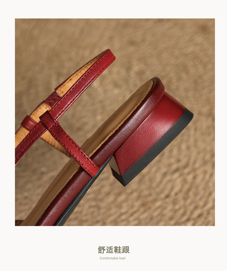 Sandal nữ quai ngang mũi nhọn phong cách vintage, gót thấp 3 cm — đen chi tiết 22