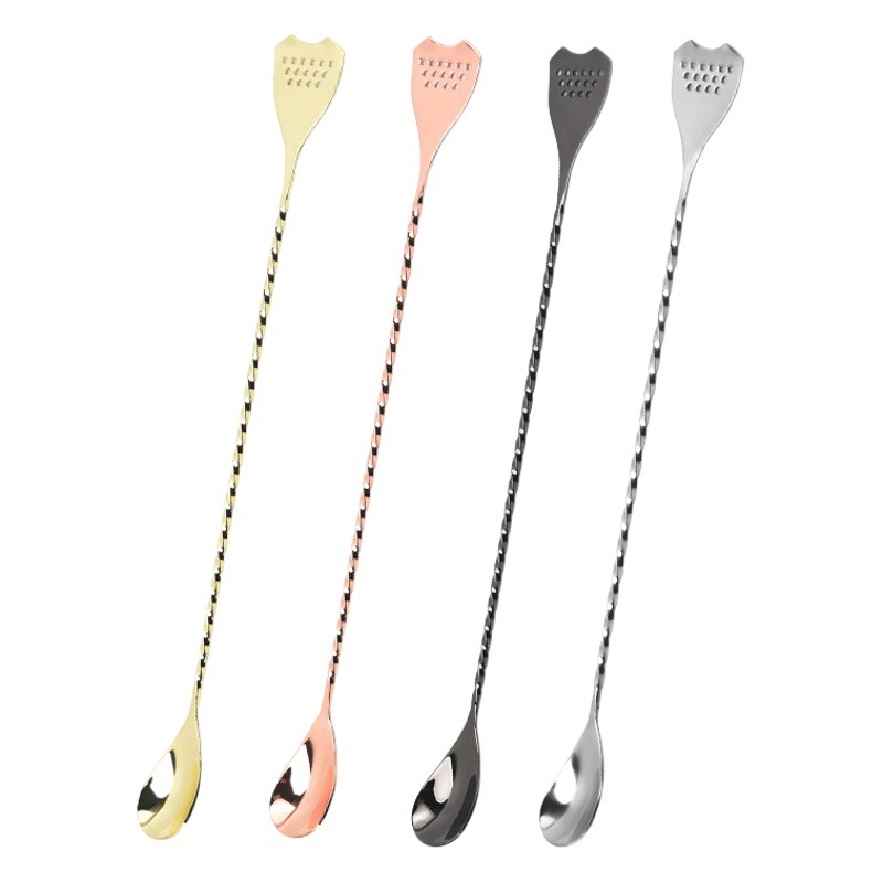 Manufacturer Wholesale 304 Stainless Steel Fine Thread Japanese Golf Bar Spoon Mixing Spoon Stirring Spoon Milk Tea Stirring Spoon