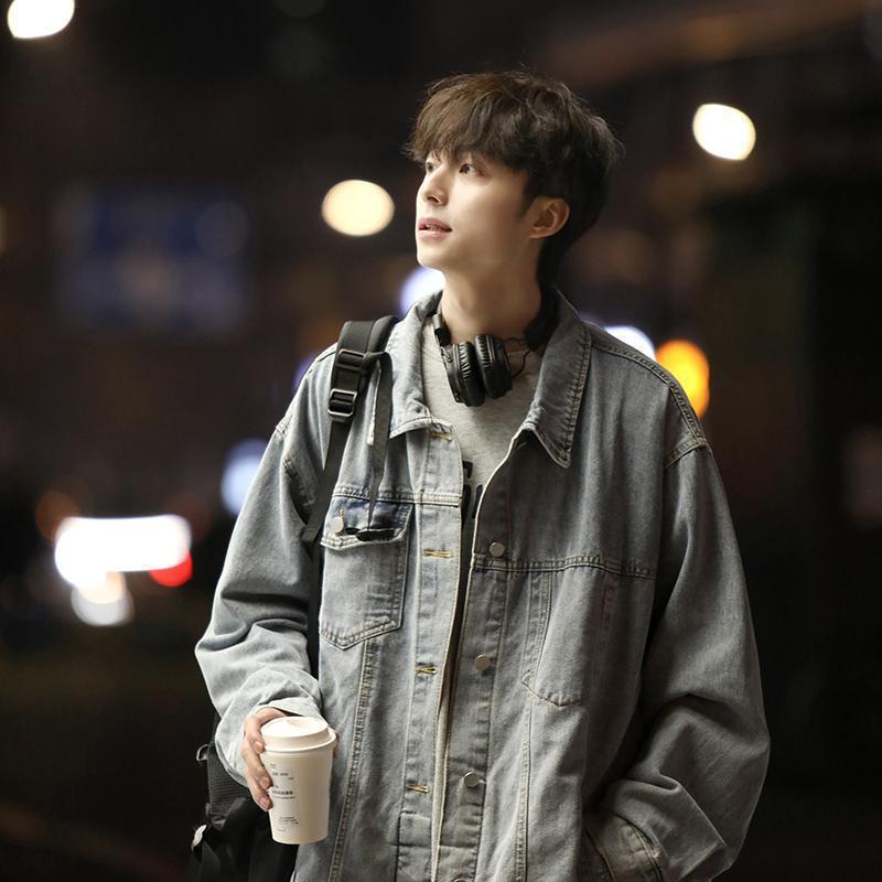 Japanese asymmetrical denim men's trend brand autumn jacket for…