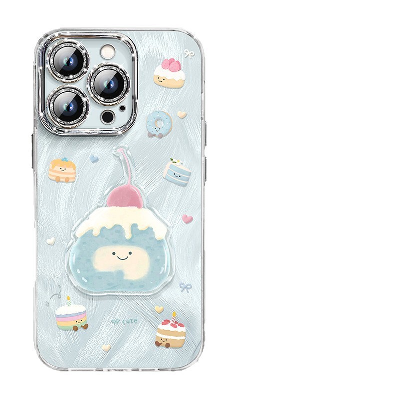iPhone13 フェザーヤーン 15ProMax Apple 14 女性 12 カップル 16plus に適した楽しいイン漫画デザート|undefined