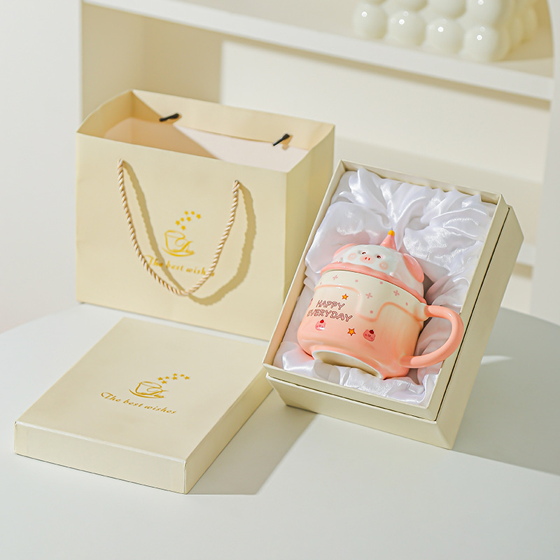 Tazas caseras de cerámica con tazas de café cubiertas, tazas de café para chicas, regalos de cumpleaños de alto valor, regalos de mano lindos