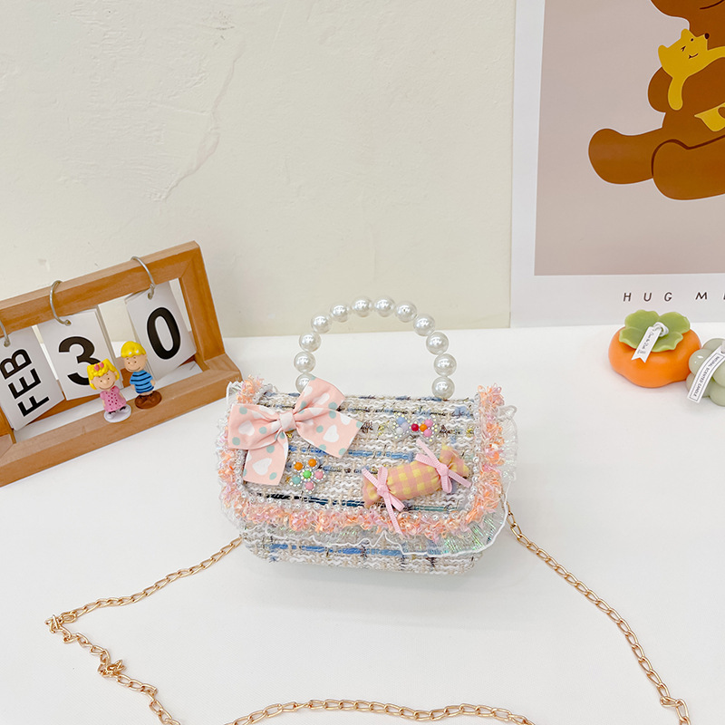 Nuevo bolso de mensajero de La Niña de los niños niña estilo de Chanel estilo occidental Linda niña linda de dibujos animados portátil pequeña bolsa