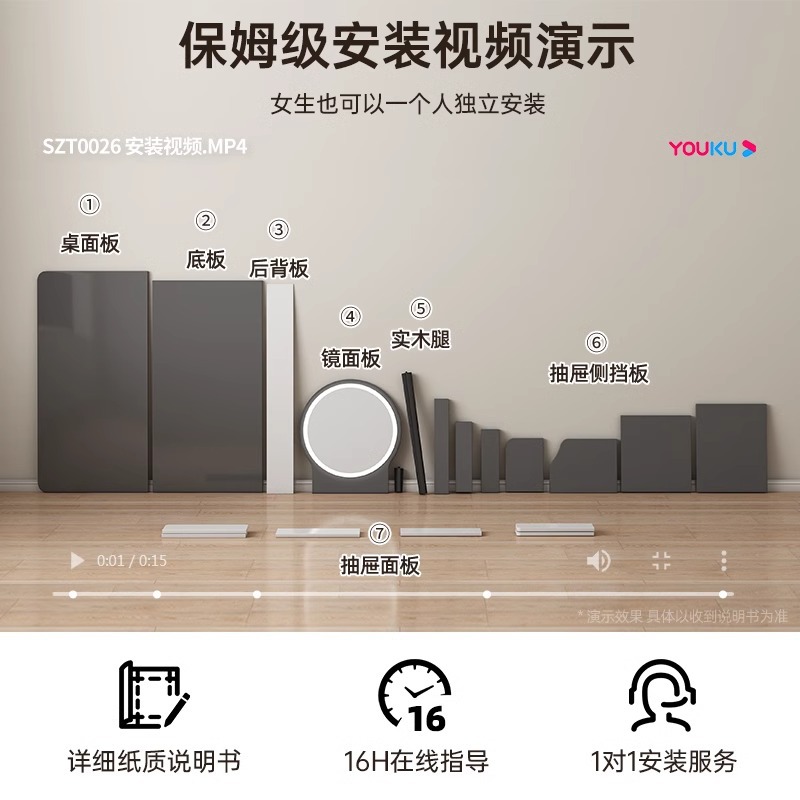 Tocador Dormitorio Armario de maquillaje moderno simple 2024 Nuevo armario de almacenamiento pequeño Escritorio de maquillaje de escritorio integrado