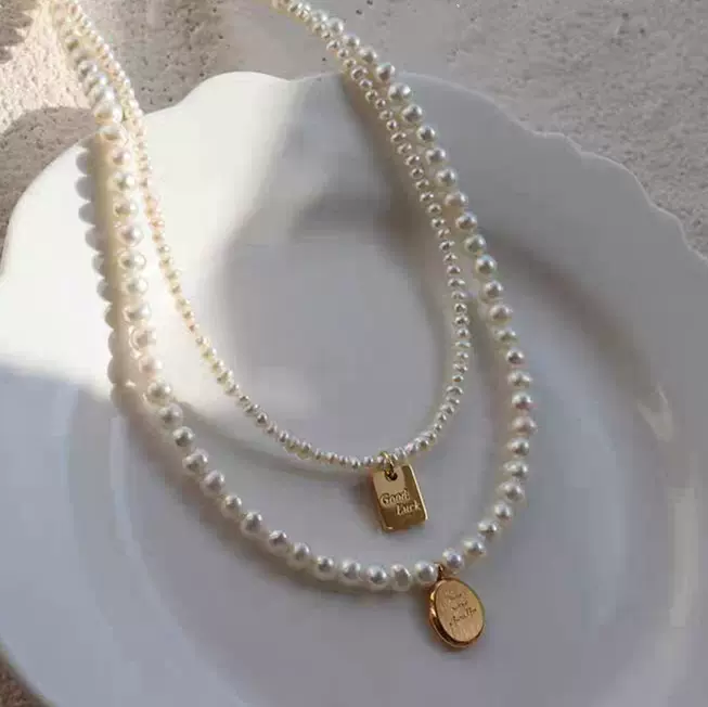 天然珍珠项链女轻奢时尚饰品吊坠极细迷你小珍珠高级感颈链锁骨链