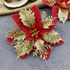 Christmas Simulation Flower Golden Powder Hollow Stereo Flower Christmas Pull Flower Ring Decoration Accessories Wedding Day Celebration scene layout