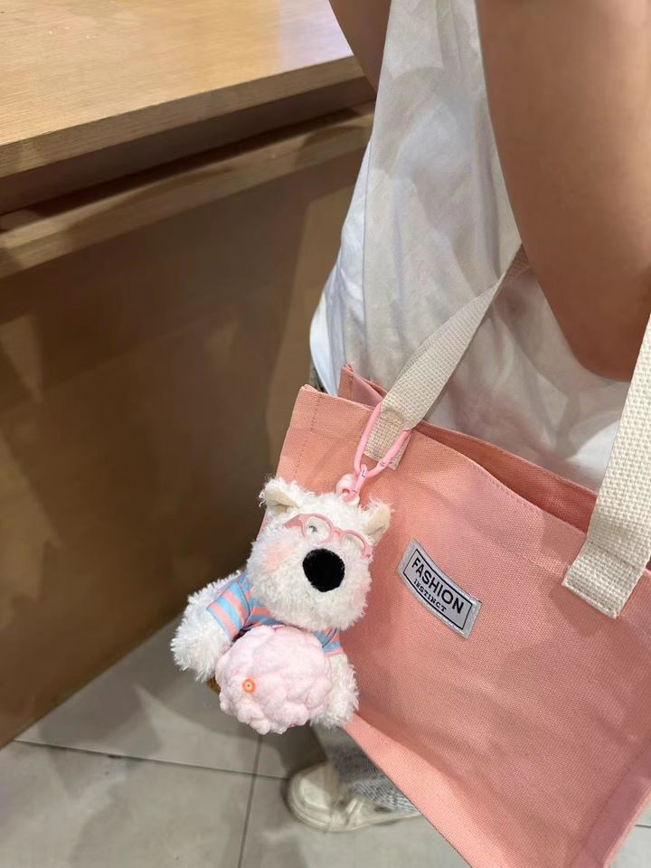 Cute ice cream doodle puppy plush pendant, West Highland bag pendant, bag decoration, gift for best friends, car decoration