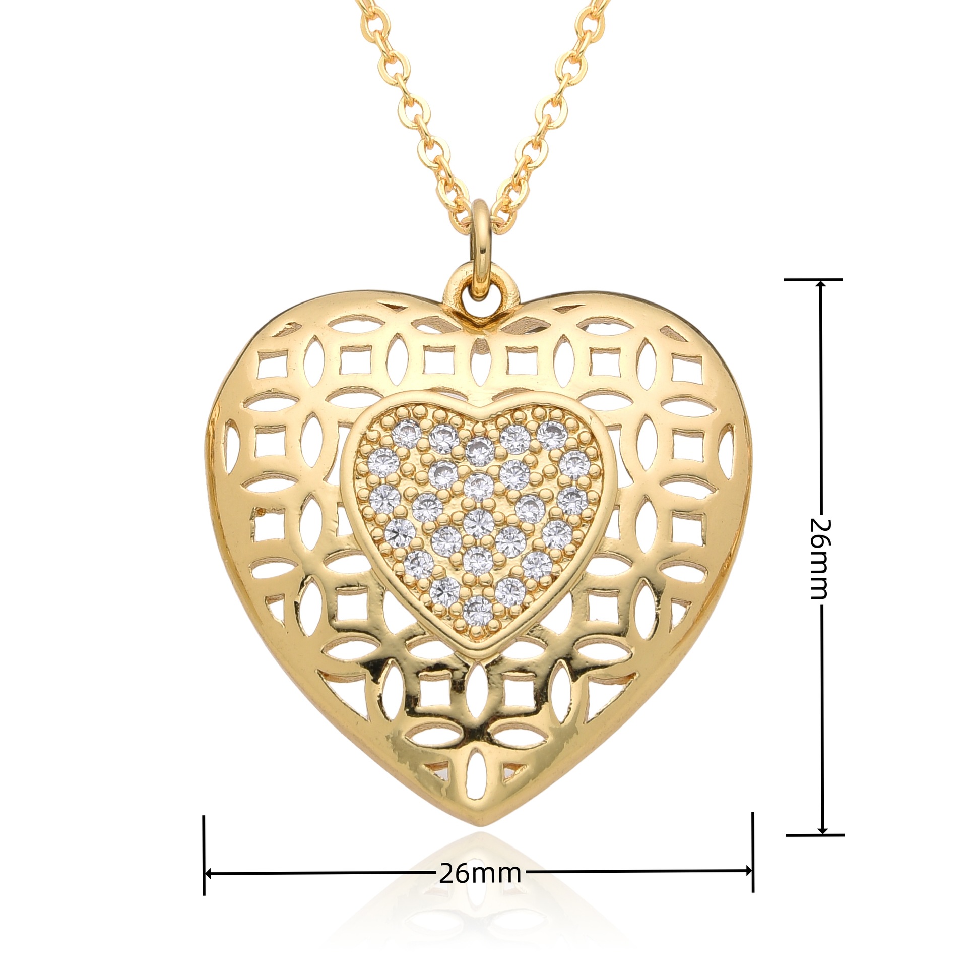 8g Weight 18K Gold Plated Plating Material Copper Pendant Material Pendant Necklace Classification Copper Chain Material 1 Piece Quantity Date, Tea Party Occasion Copper Material Heart Shape Pattern Women's Gender Sweet, Simple Style Style Copper 18K Gold Plated Heart Shape Pendant Necklace 12