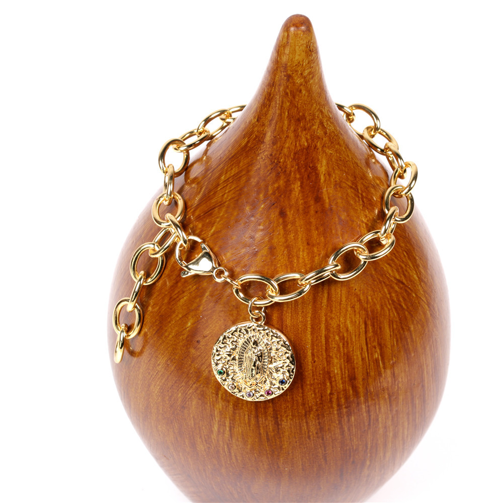 New Fashion Diamond Round Pendant Necklace Bracelet Set display picture 1
