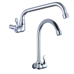 Copper Corner Single-Function Kitchen Faucet, Horizontal Design; Single-Cold Basin Faucet for Vegetable Washing and Dishwashing—Rotatable, Wall-Mounted Model