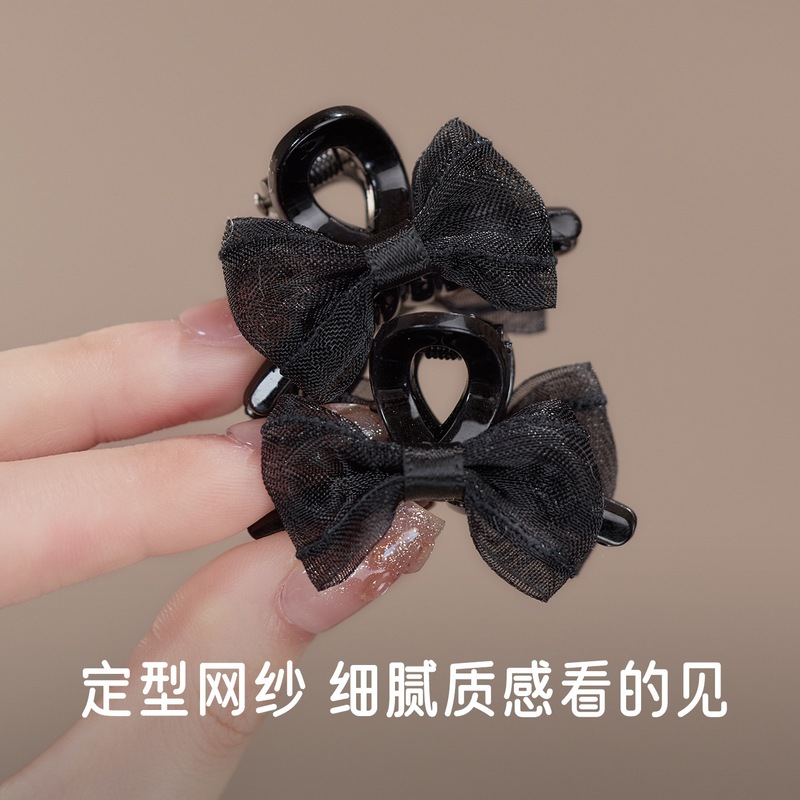 刘海网纱小抓夹女公主头前额黑色蝴蝶结侧边碎发夹子2025新款头饰|undefined