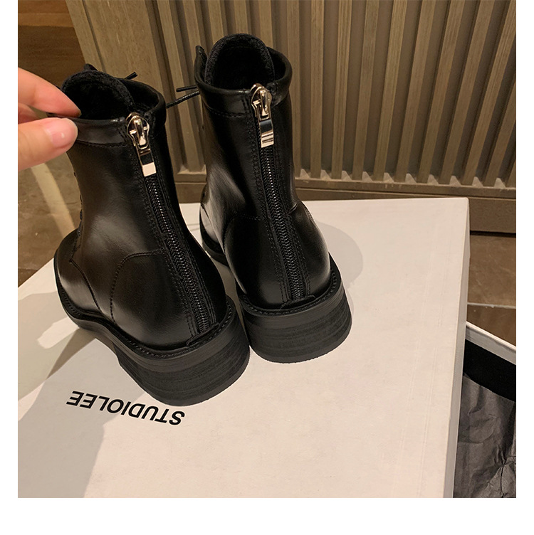 Women's Square Toe Ankle Boots With Thick Heels Martin Style_voghion.com
