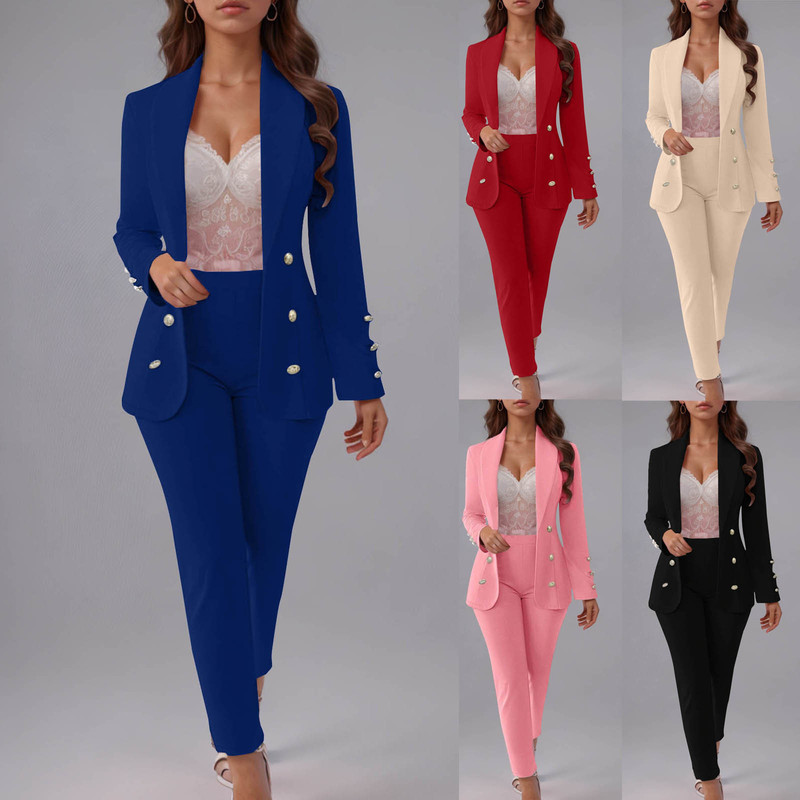 2025 European and American Cross-Border New Fashion Button Slim Lapel Cardigan Elegant Suit Jacket Fashion Suit for Women 2025 European and American Cross-Border New Fashion Button Slim Lapel Cardigan Elegant Suit Jacket Fashion Suit for Women