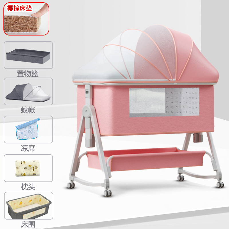 Cuna móvil Cuna portátil Cuna para bebé Cama plegable multifuncional bb Cama grande de costura para niños recién nacidos
