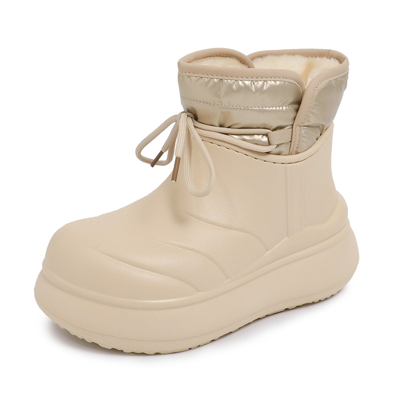 Xh8802 High-Top Down Waterproof For Women Winter 2025 New Style Outdoor Non-Slip Fleece-Lined Warm Heel Cotton Shoes_voghion.com