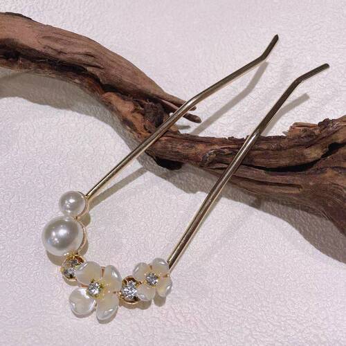 Korean celebrity-inspired minimalist floral metal daily hairpin buns U-shaped hair accessory, elegant and youthful hairpin decoration