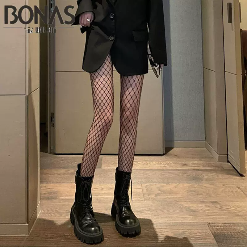 宝娜斯 丝袜女黑丝超薄款夏季光腿神器春秋性感渔网jk黑色ins网红