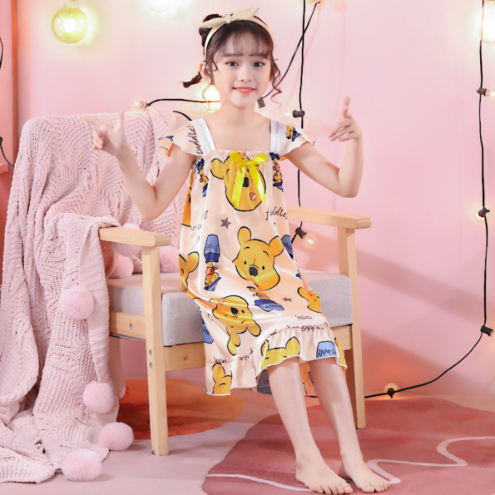 Pijamas infantiles niñas de manga corta verano delgado dibujos animados yu Gui perros niñas de niños mayores set de ropa de bebé