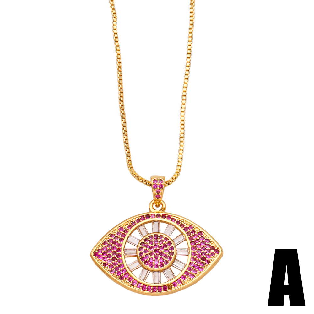 simple devil eye pearl chain pendant copper inlaid zircon necklace