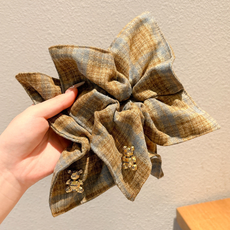 Coreano de alto nivel sensación de oso cuerdas de cabeza toallas de mujer anillo de cabello de intestino grande de invierno de otoño atado bola de cuero cabelludo cuerdas de cabello de cola de caballo