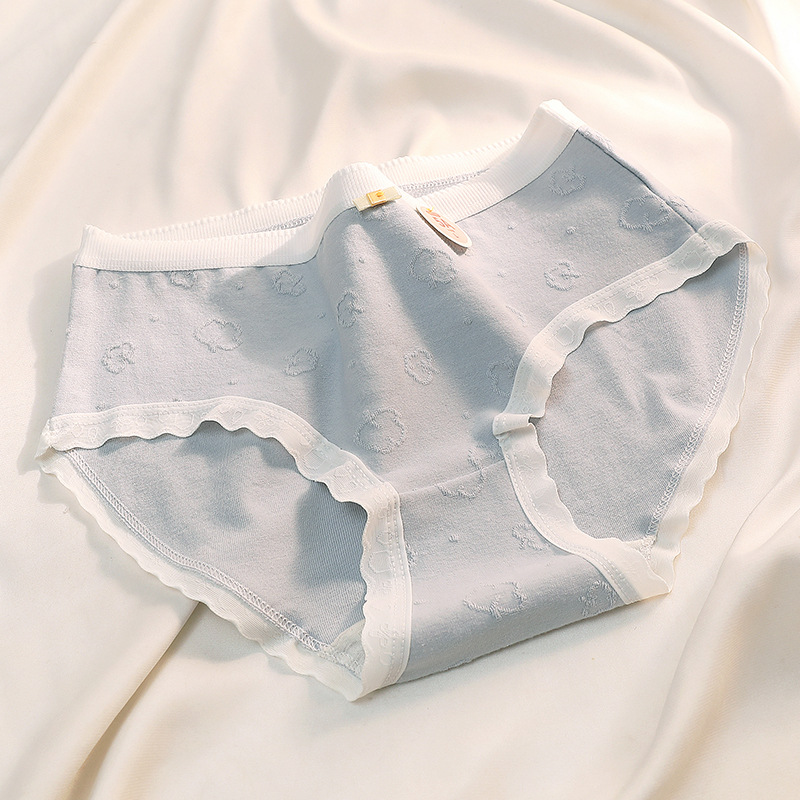 5A ropa interior de mujer de algodón puro crema antibacteriana cintura media alta ropa interior de niña elástica nube jacquard Hip-wrapped calzoncillos de mujer
