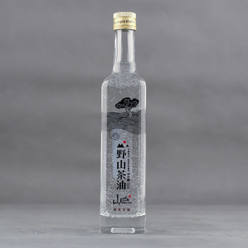 山茶油瓶晶白料材质玻璃油瓶密封全套核桃油瓶一斤装茶籽油瓶