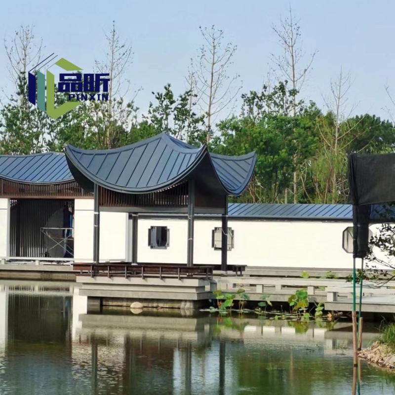 铝镁锰金属盖瓦 户外庭院中式四角凉亭 仿古建筑弯弧屋面板25-330