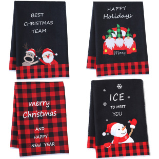 Amazon Cross-Border Direct Supply Heat Transfer Printed Microfiber Christmas Tea Towel Holiday Towel 45X70 cm