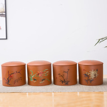 陶瓷茶叶罐紫砂茶叶罐小号防潮梅兰竹菊普洱储茶罐茶缸密封罐批发