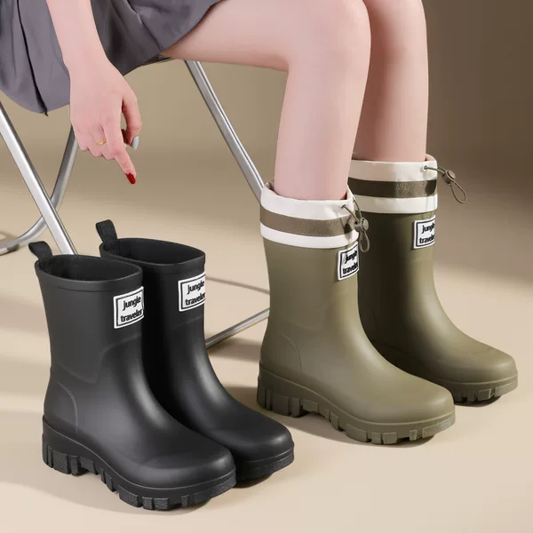 Mid-Calf Rain Boots for Women 2025 New Style Thick-Soled Waterproof Non-Slip Fashionable Outdoor Japanese-Style Comfortable Water Shoes