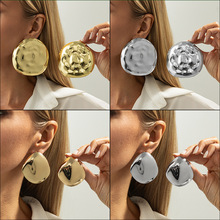 欧美ins风几何不规则褶皱耳饰 earrings液态熔岩金属光面简约耳钉