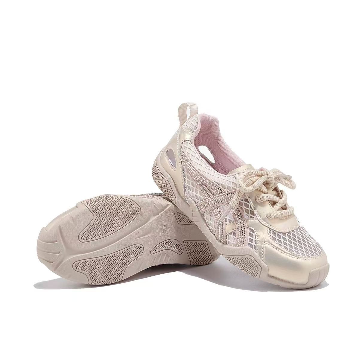 Zapatos de entrenamiento transpirables de malla gruesa para mujeres 2026 nueva moda de diamante cómodos zapatos de montaña deportivos ligeros casuales