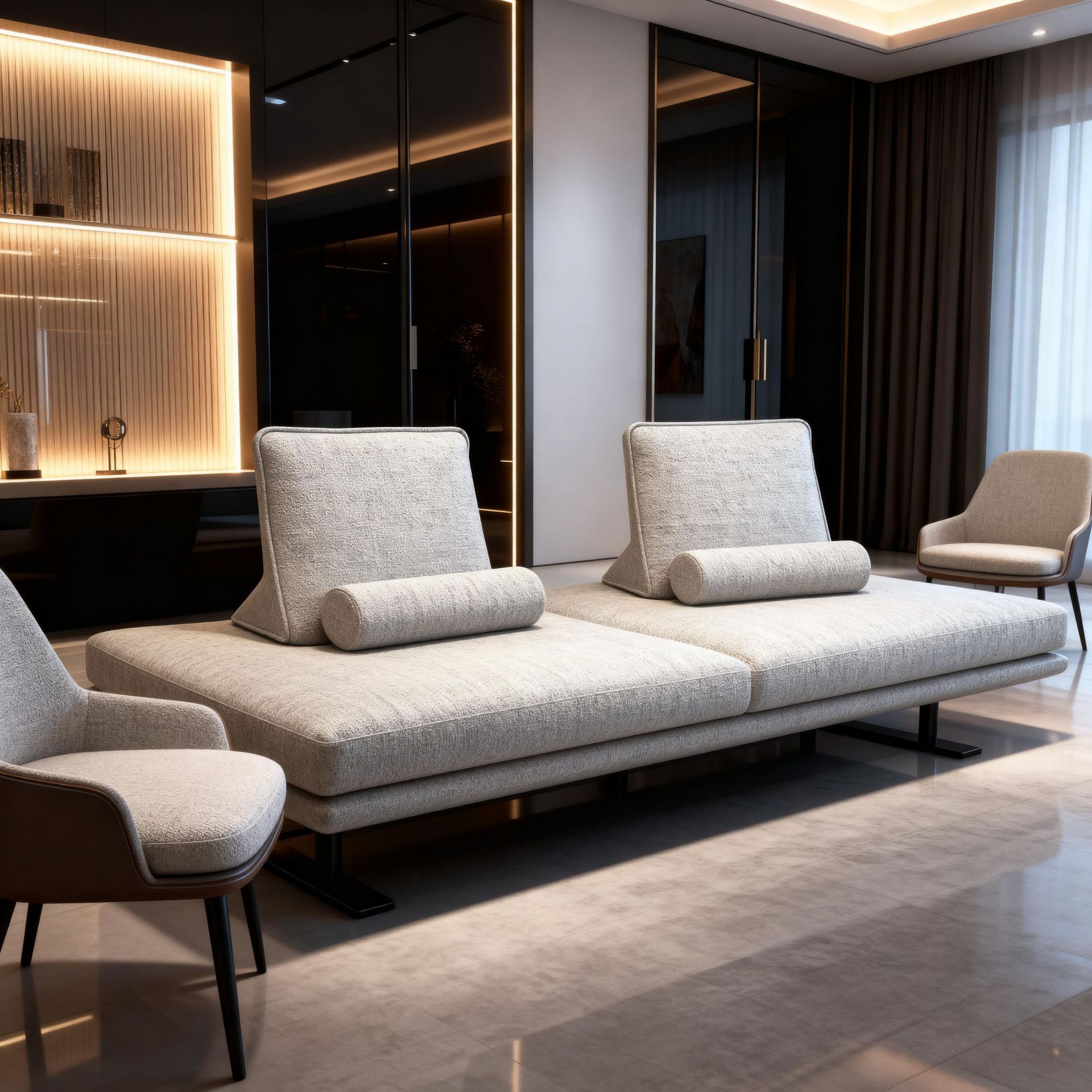 Freehand Space Prado Prado Sofa Small Apartment Bay Window Mobile Backrest Without Armrests Cotton and Linen Fabric Sofa