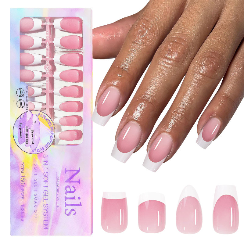Cross-Border Hot-Selling New Nail Art Styles, Traceless Wearable Nails, Removable French-Style Fake Nail Patches, European and American Style Cross-Border Hot-Selling New Nail Art Styles, Traceless Wearable Nails, Removable French-Style Fake Nail Patches, European and American Style