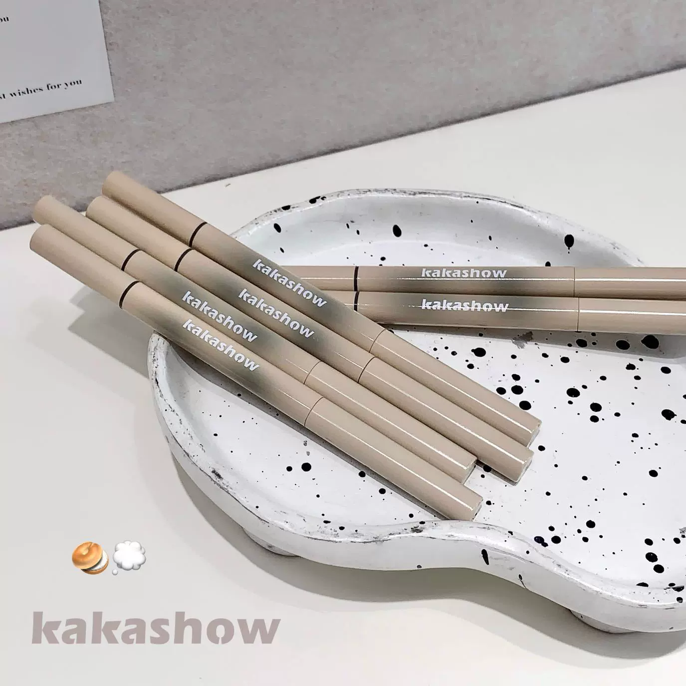 kakashow立体双头双效眉笔野生眉黑色防水持久立体丝滑显色染眉膏