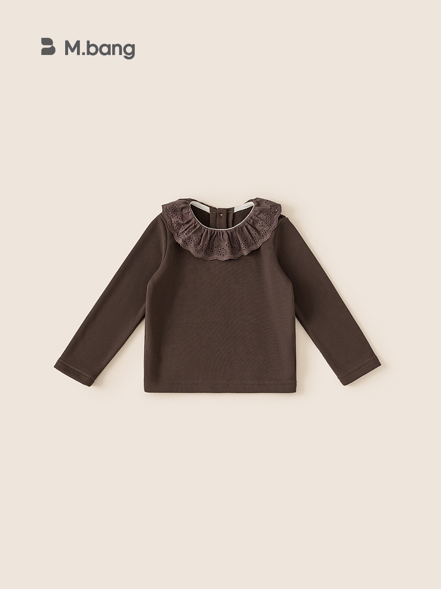 Ropa infantil Youbao, tops para niñas de primavera y otoño, nuevo estilo, tops de manga larga con cuello de muñeca de color sólido para niñas.