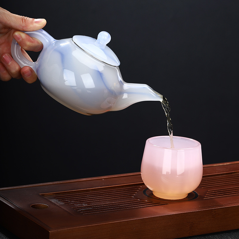 琉璃茶壶单个家用简约玉瓷泡茶壶过滤功夫冲茶器一人用包邮批发