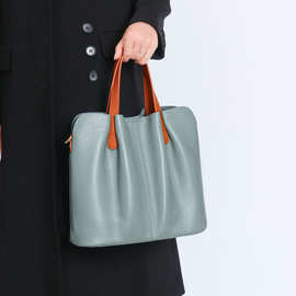 跨境亚麻蓝托特包pu皮通勤手提包女士高级感热销女包大容量斜挎包