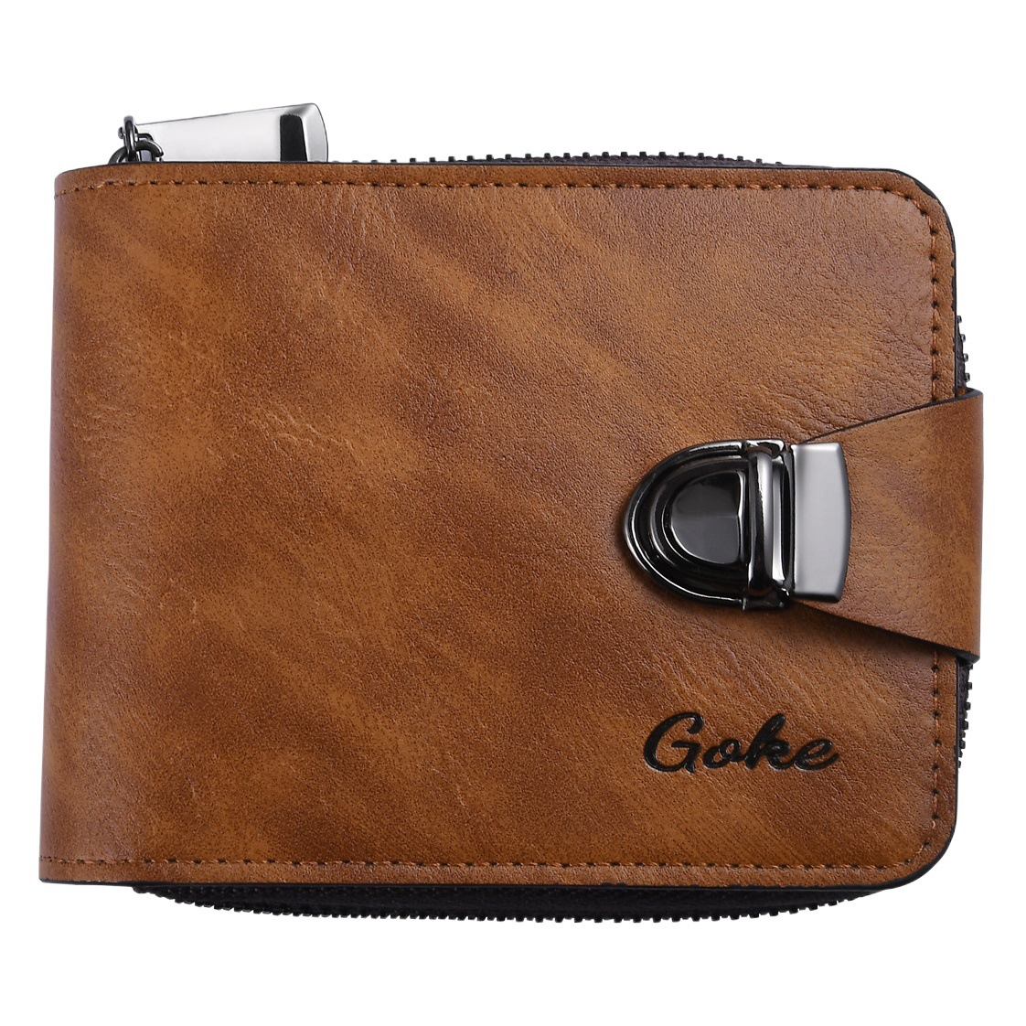 2026 New Men's Wallet Short Zipper Bag Large Capacity Multi-Card Slots Small Clutch Business Retro Coin Purse