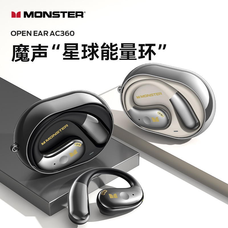 Monster Ac360 Bluetooth Headset, Ear-Mounted, Non-In-Ear, Sports, High-Quality, Long-Lasting, Universal, New and Durable