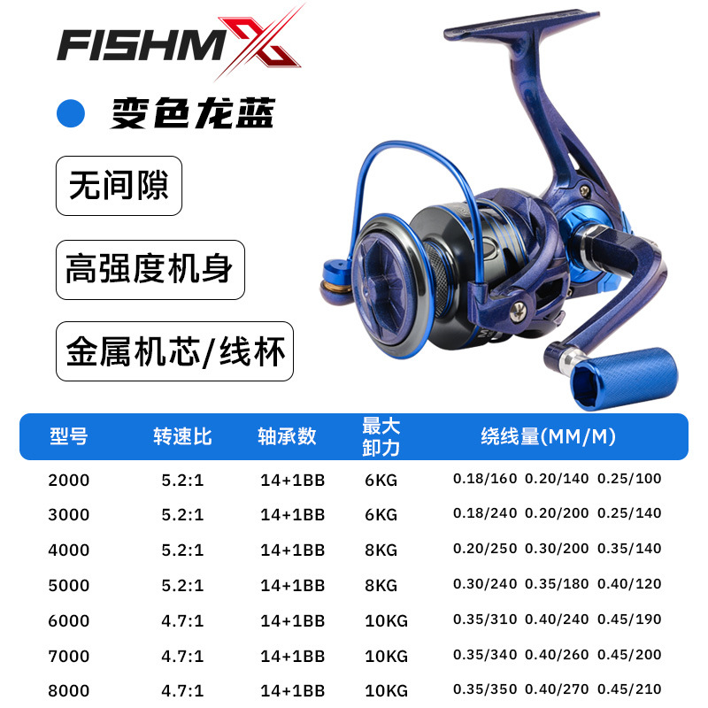 Yongshun serie MX sin hueco línea de pesca rueda de metal rueda de hilado rodada de pesca mar rodada rodada mayorista