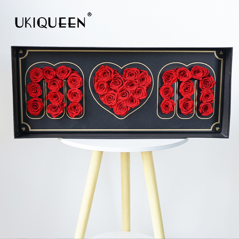 Caja de regalo de flores de la vida eterna, rosa de la madre, día de la madre, regalos de decoración para madres mayores, fábrica transfronteriza conmemorativa al por mayor.