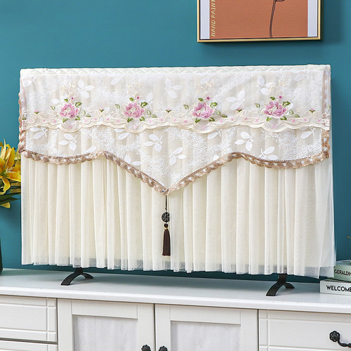 New style TV cover, no need to take off, dust cover, lace embroidery LCD desktop hanging TV cover