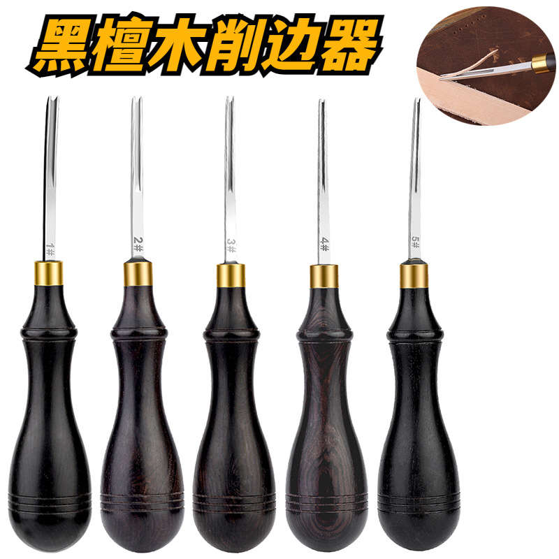 Cortador de borde de sándalo cuchillo de recorte biselado dispositivo DIY herramienta de cuero hecha a mano corte profesional cortador de borde de cuero curtido vegetal