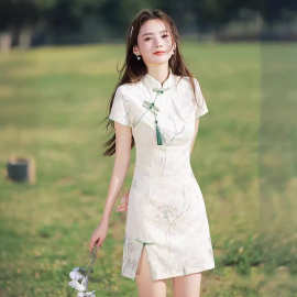 新中式国风旗袍连衣裙足浴spa技师工作服养生馆2024新款足疗工服