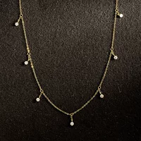 Чистое золото 18K Mosan Diamond инкрустация высокое чувство дизайна 14K золото кисточкой шеи цепи золотые украшения 12359