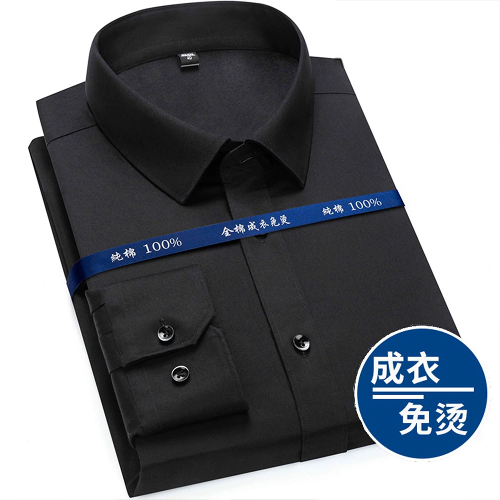 Новая хлопковая рубашка мужская с длинным рукавом DP готовая к носке без глажки анти-складки чистый хлопок мужская деловая профессиональная одежда черная оптом