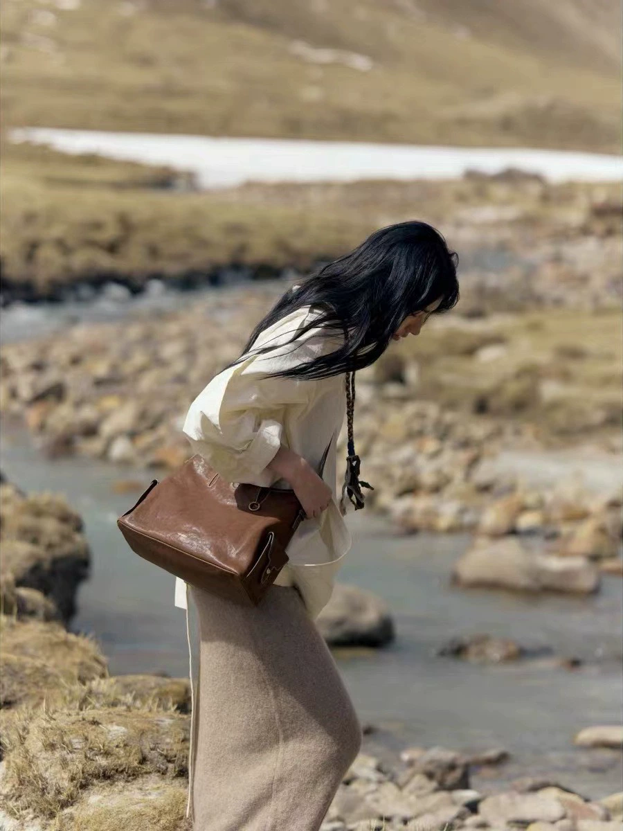 2024 новая модель Li Na трекинг серия HOBO сумка из теляной кожи коровьего цвета с плеча глифоры мягкая сумка женская