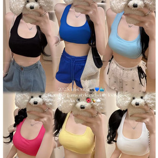 Hot Girl Sexy Neck Tube Top Fitness Vest Women's Running Sports Underwear with Chest Pad for Summer Beauty Back Underwear