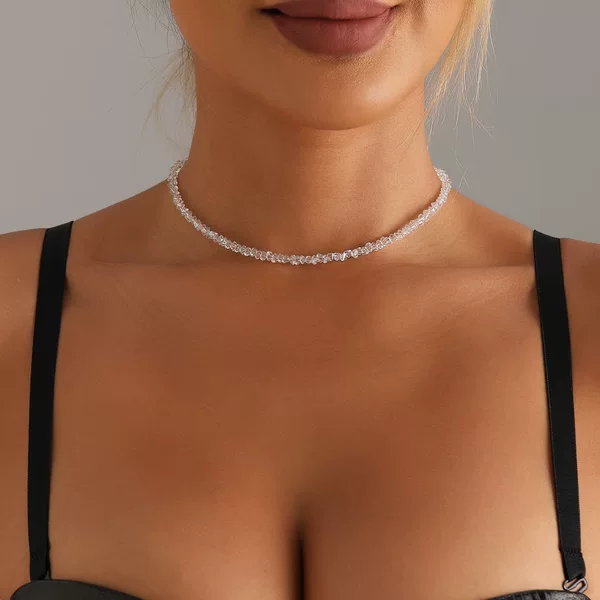 European and American Cross-Border Fashion Crushed Crystal Necklace Eco-Friendly Jewelry Clavicle Chain for Women High-End Versatile Clothing Accessories Ins
